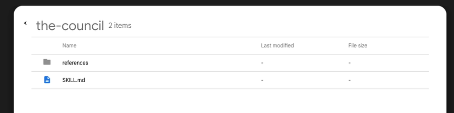 Downloading the-council.skill from Google Drive