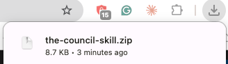 The downloaded skill file