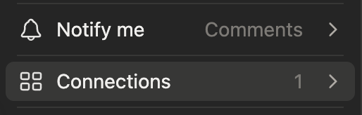 The Connections menu on a Notion database